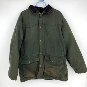Saddle King Western by Key Vintage Men's Dark Green Cotton Chore Coat Size L Reg